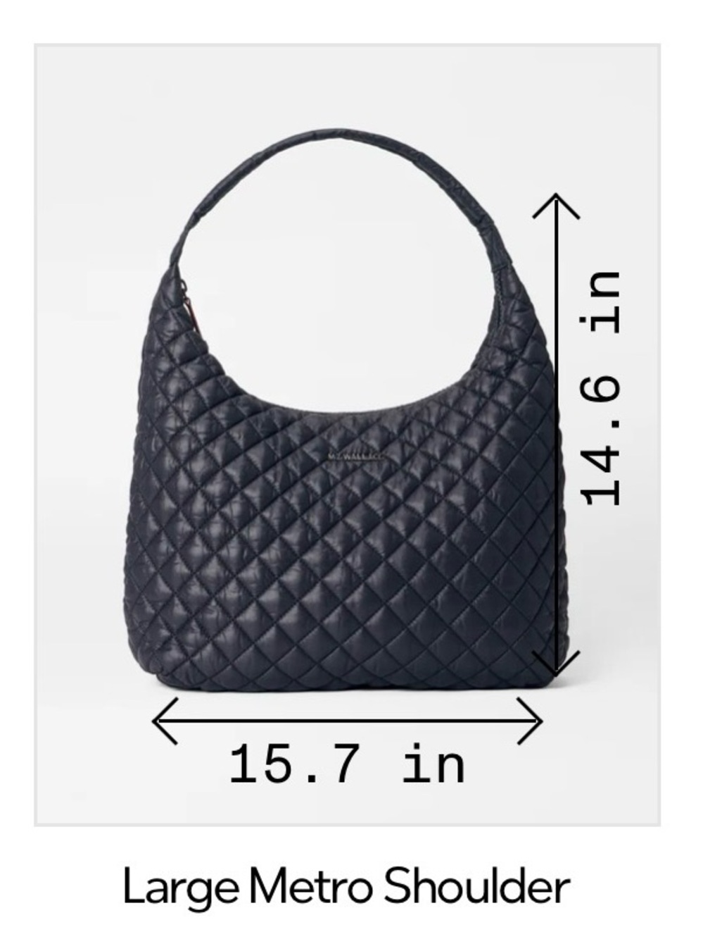 MZ WALLACE Large Metro Shoulder Quilted Black Shoulder Hobo Quilted Bag 232 - Picture 5 of 17